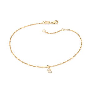 Tornozeleira Rommanel Formada Por Fio 0,40 3X1 Lixado Berloque De Borboleta Com Aplique De Rhodium Na Borboleta Med 28 C