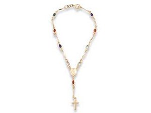 Pulseira Rommanel Rosário Com Cristais Coloridos  Med 18 Cm