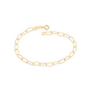 Pulseira Rommanel Formada Por Corações Vazados   ( Med 0,9 X 0,5 Cada Coração) Med 19 Cm