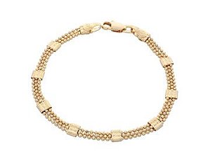 Pulseira Rommanel Formada Por Fio Triplo Com Bolinhas E Peças Diamantadas  Med 18 / 20 Cm