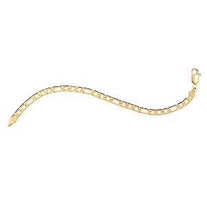 Pulseira Rommanel Formada Por Fio 3X1 Diamantado De Elos Lisos Batidos Alternados Med 19/20/21 Cm