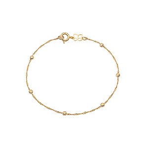Pulseira Rommanel Formada Por Fio Cingapura Com Bolas De Metal De 3Mm Med 18 Cm