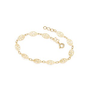 Pulseira Rommanel Flor No Centro. Ajustável Med 18/19 Cm