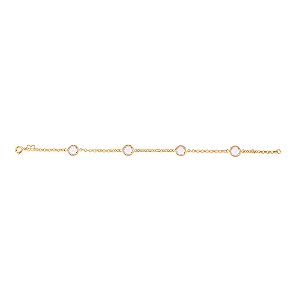 Pulseira Rommanel Formada Por Fio Elo Português Com Cristais Redondos De 8 Mm Med 20 Ajustável A 18 Cm