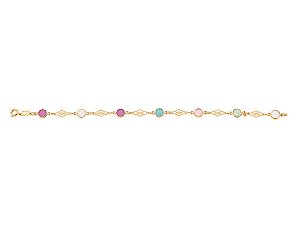 Pulseira Rommanel Formada Por Peças Trabalhadas E Vazadas Intercaladas Por Cristais Redondos Coloridos De 5 Mm  Med 20 A