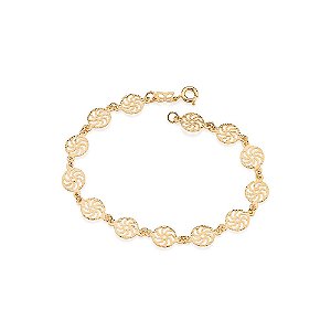 Pulseira Rommanel Formada Por Peças Redondas Com Detalhes Vazados  Med 19 Cm
