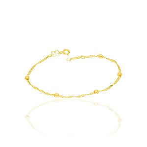 Pulseira Rommanel Formada Por Fio Cingapura Torcida Com Bolas De 3,50Mm Med 19 Cm Ajustável A 18 Cm