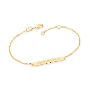 Pulseira Rommanel Formada Por Fio De Elos Intercalados Composto Por Chapa Com Descrição "Abençoada" Med 19Cm Ajustável A