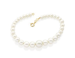 Pulseira Rommanel Formada Por 14 Pérolas Sintéticas De 5Mm, 8 Pérolas Sintéticas De 6Mm, 4 Pérolas Sintéticas De 7Mm, 4