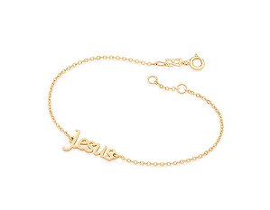 Pulseira Rommanel Fio Cadeado Composta Por Pingente Rommanel Escrito Jesus Med 19 Cm Ajustável 18 Cm