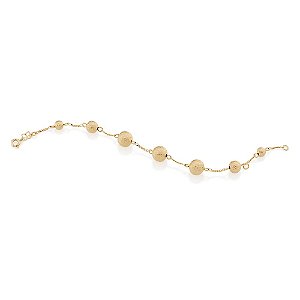 Pulseira Rommanel Formada Por Fio Grumet 0,40, Composta Por Bolas Granitadas De Tamanhos Diferentes  Med 20 Cm Ajustável