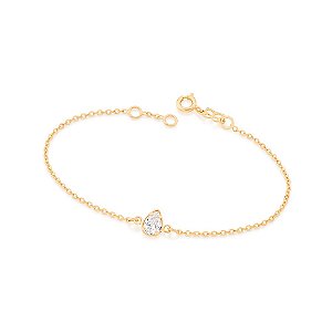 Pulseira Rommanel Formada Por Fio Fino Com Elos Intercalados, Composta Por 1 Zircônia No Formato Gota De 5X7 Mm Med 18 C
