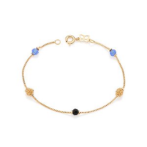 Pulseira Rommanel Formada Por Fio Verneziano, Composto Por Pedras Redondas Intercaladas Com Bolas De Fio Trabalhadas  Me