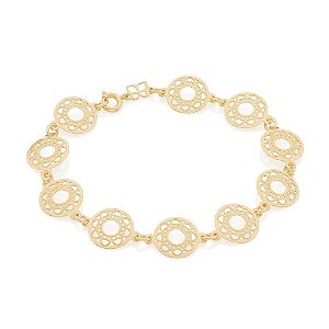 Pulseira Rommanel Formada Por Peças Redondas, Vazadas E Estilizadas  Med 19 Cm