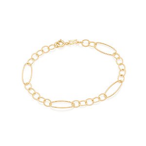 Pulseira Rommanel Formada Por Fio Elos Ovais Pequenos Intercalados Por Elos Ovais Grandesmed 19 Cm(Joia Licenciada Coleç