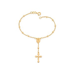 Pulseira Rommanel Terço Rommanel Formada Por Esferas De 2,70 Mm, Composto Por Medalha Sagrado Coração De Mariamed 18 Cm