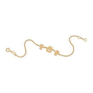 Pulseira Rommanel Formada Por Fio 0,40 Grumet Diamantada, Composta Por 2 Meninas Uma De Cada Lado E 1 Casa Ao Centro Cra