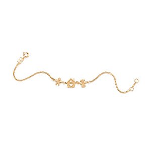 Pulseira Rommanel Formada Por Fio 0,40 Grumet Diamantada, Composta Por 1 Menino De Um Lado, 1 Casa Ao Centro Cravejada P
