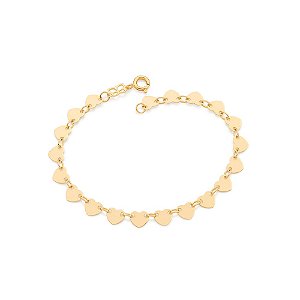 Pulseira Rommanel Formada Por Corações Lisos Med 18 Cm E 20 Cm(Joia Licenciada Cápsula Ss)