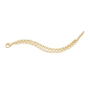 Pulseira Rommanel Dupla Formada Por Fio Elo Português E Fio Elos Ovais Batidos Med 20 Cm Ajustável 18 Cm (Joia Licenciad