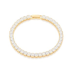 Pulseira Rommanel Riviera Formada Por 37 Zircônias Carrês De 4,0 Mm (A Quantidade De Zircônias Pode Variar)Med 18 Cm(Joi