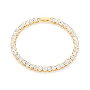 Pulseira Rommanel Riviera Formada Por 39 Zircônias Carrês De 4,0 Mm  (A Quantidade De Zircônias Pode Variar)Med 19 Cm(Jo