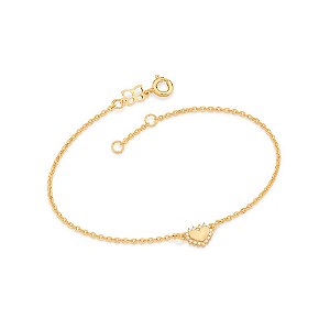 Pulseira Rommanel Formada Por Fio Elo Cadeado, Composto Por Pingente Coração Cravejado Por 16 Zircônias De 0,80 MmMed 19