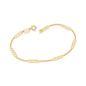 Pulseira Rommanel Formada Por Corrente Grumet Lixada Fio 0,40 Mm, Intercalada Por Círculos Vazados Med 18 Cm (Joia Licen