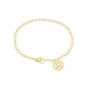 Pulseira Rommanel Formada Por Corrente De Elo Lixado Fio 0,60Mm, Composta Por Pingente Bola Vazada Com Cristal DentroMed