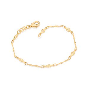 Pulseira Rommanel Composta Por Corrente Em Formato Losango, Com Letras S Vazadas E Fecho Lagosta De 1,1 Cm Med 18 Cm(Joi