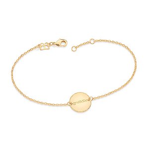 Pulseira Rommanel Formada Por Corrente De Elo Cadeado Laminado Fio 0,35 Mm, Composta Por Pingente Medalha Escrito Gratid