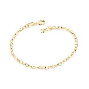 Pulseira Rommanel Formada Por Corrente De Corações 5,0 X 4,0Mm, Fio 0,80 Mm Med 19 Cm Ajustável 18 Cm