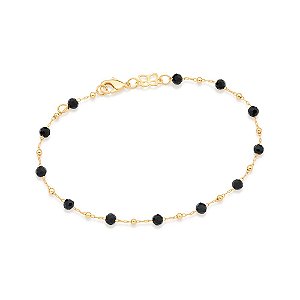 Pulseira Formada Por Corrente Com 12 Cristais Facetados De 3,0 Mm E 11 Bolas De Metal De 2,0 Mm (A Quantidade De Cristai