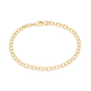 Pulseira Rommanel Formada Por Corrente De Elo Cadeado Oval Fio 0,50 Mm Batido,Med 19 Cm
