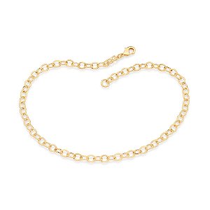 Tornozeleira Rommanel Formada Por Corrente De Elo Cadeado Oval Fio 0,50 Mm Batido,Med 28 Cm