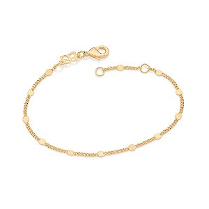Pulseira Rommanel Formada Por Corrente De Elo Groumet Diamantado Intercalado Por Elo Batido,Med 16 Cm Ajustável 14 Cm