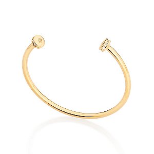 Bracelete Tubo Com Pontas Cravejadas Por 30 Zircônias De 1,0 Mm,Med 6,3 Cm (Externo)(Joia Licenciada Coleção Giovanna An