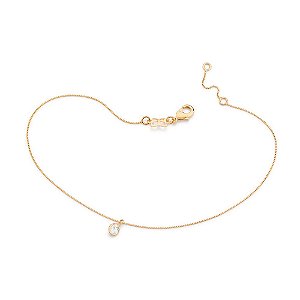 Tornozeleira Formada Por Corrente Veneziana 0,60 Mm Com 1 Zircônia De 4Mm,Med, 25 Cm Ajustável Á 23 Cm,