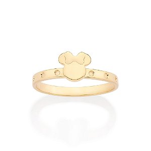 Anel Composto Por Rosto Da Minnie E Detalhes De Círculos Em Baixo Relevo No Aro(Joia Licenciada Coleção Disney) Rommanel
