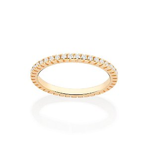Anel Aparador Cravejada Por 40  Zircônias De 1,25 Mm (A Quantidade De Zircônias Pode Variar) Rommanel