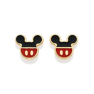 Brinco Bermuda Do Mickey Com Aplicação De Resinamed 0,90 Cm X 0,90 Cm(Joia Licenciada Coleção Disney) Rommanel