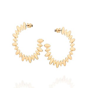 Brinco Meia Argola Formada Por Peças Ovais De Tamanhos Diferentesmed 4,1 Cm X 4,0 Cm Rommanel