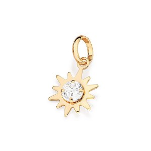 Pingente Solitário Formato Sol Composto Por 1 Zircônia De 5,0 Mm Ao Centromed 2,0 Cm X 1,1 Cm (Joia Licenciada Coleção G