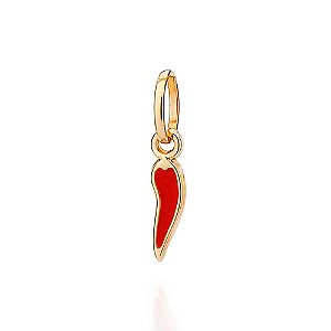 Pingente Formato Pimenta Com Aplicação De Resinamed 1,8 Cm X 0,3 Cm  Rommanel