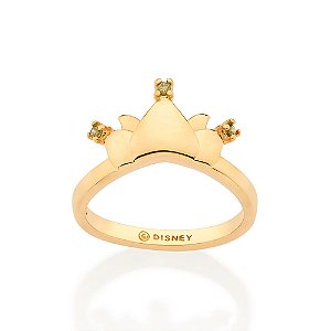 Anel Coroa Da Princesa Tiana Cravejado Por 3 Zircônias De 1,25 Mm.(Joia Licenciada Coleção Disney) Rommanel