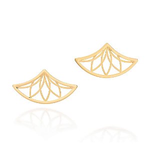 Brinco Formato Flor De Lotus Vazado.Med. 2,2 Cm X 5,2 Cm.(Joia Licenciada Coleção Giovanna Antonelli) Rommanel