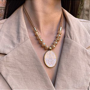 Colar Medalha Nude Cristal