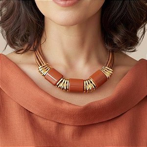 Colar Duo Marrom e Vermelho