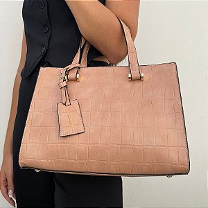 Bolsa Média Rosê Texturizada