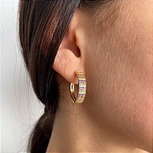 Argola Basic com Zircônias Coloridas